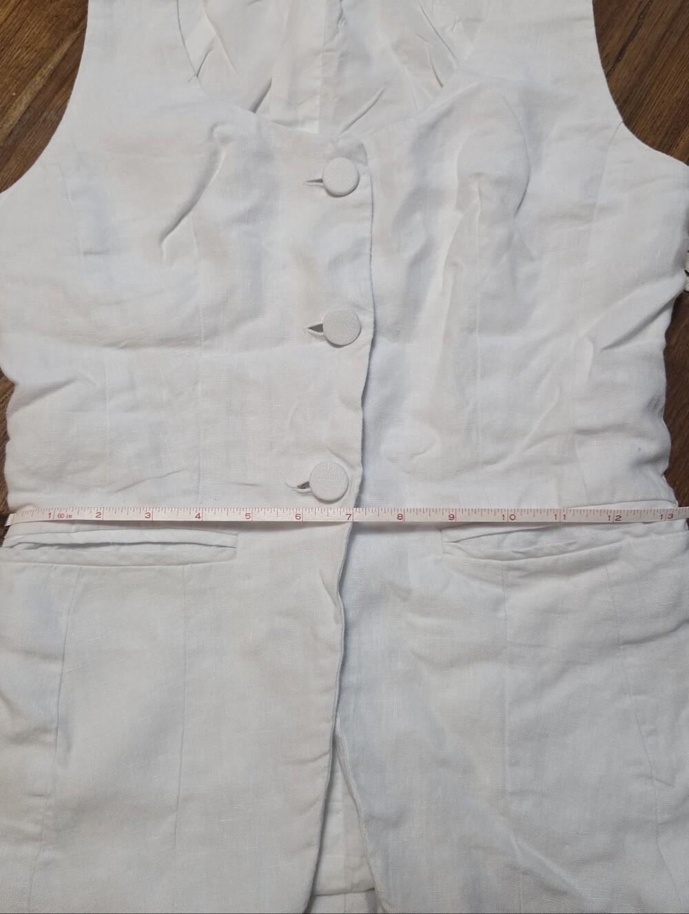 Madewell White 100% Linen Button-Up Tailored Vest - Size 00 - Picture 10 of 10